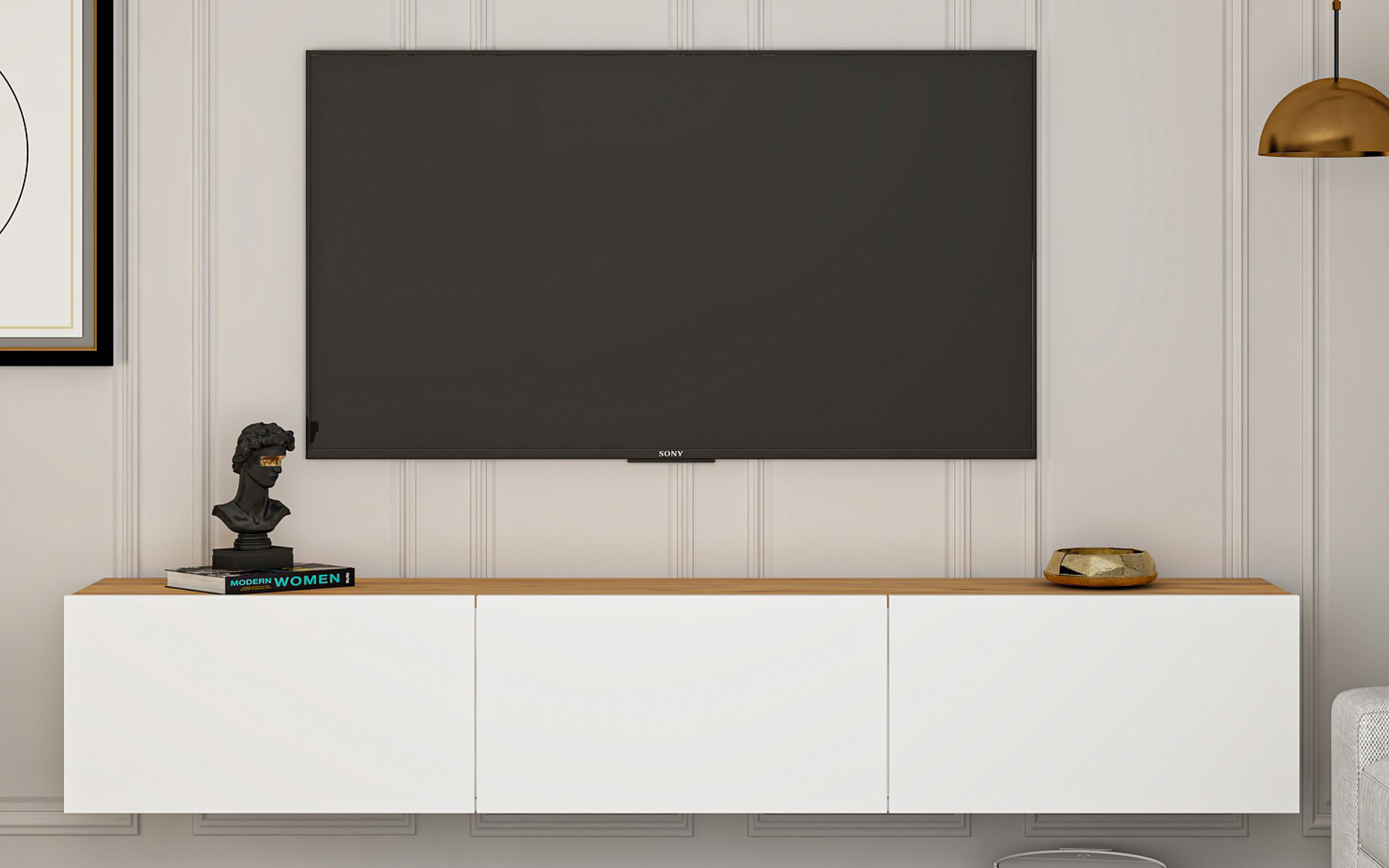 Modul TV Aterno, pin atlantic + alb  2